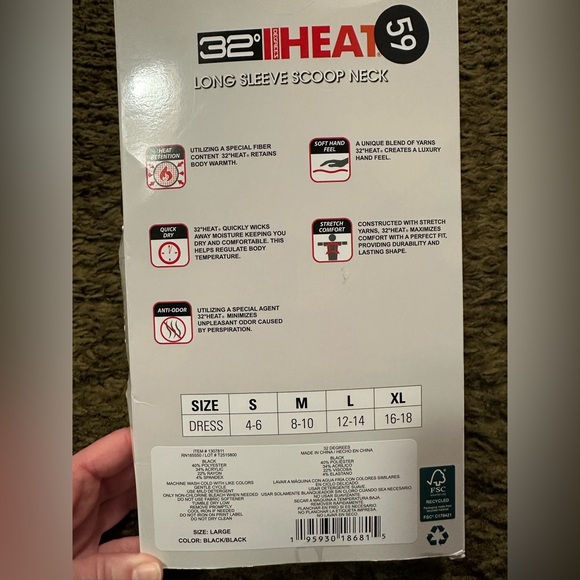 New 32 Degrees Women's Black Long Sleeve Scoop Neck Tops- 2 Pack Large - Picture 2 of 4